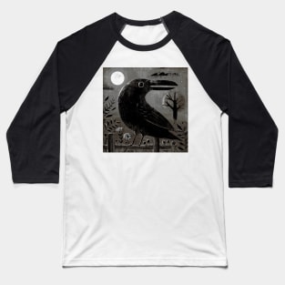 Crow in the Moonlight Baseball T-Shirt